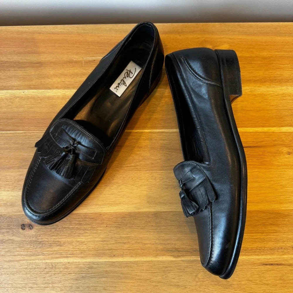 Pertini Men‎ 11 M Black Leather Tassel Loafers Kiltie Fringe Slip On Shoes Spain
